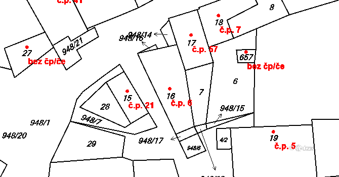 Doubravčice 6 na parcele st. 16 v KÚ Doubravčice, Katastrální mapa