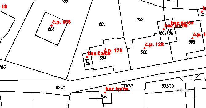 Kvaň 129, Zaječov na parcele st. 604 v KÚ Kvaň, Katastrální mapa