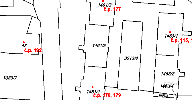 Cvikov I 178,179, Cvikov na parcele st. 1461/2 v KÚ Cvikov, Katastrální mapa