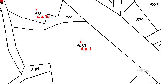 Staňkova Lhota 1, Sobotka na parcele st. 401/1 v KÚ Staňkova Lhota, Katastrální mapa
