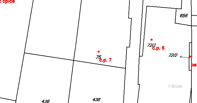 Vinice 7, Třebnouševes na parcele st. 75 v KÚ Vinice v Podkrkonoší, Katastrální mapa