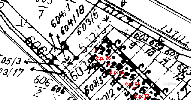 Hejnice 76 na parcele st. 123 v KÚ Hejnice u Žamberka, Katastrální mapa