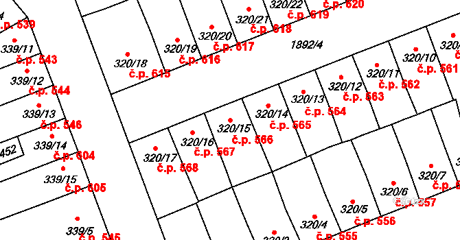 Předměstí 566, Svitavy na parcele st. 320/15 v KÚ Svitavy-předměstí, Katastrální mapa