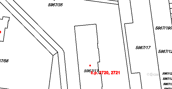 Tábor 2720,2721 na parcele st. 5967/11 v KÚ Tábor, Katastrální mapa