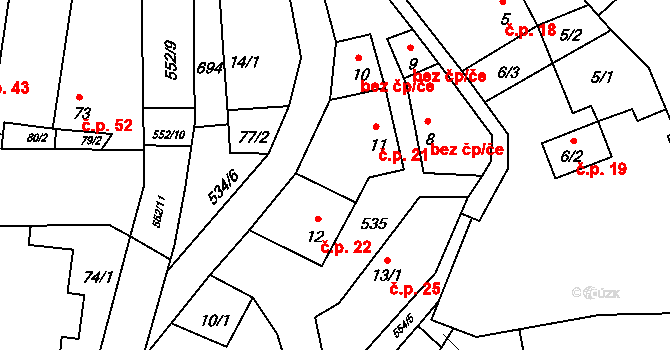 Úlovice 22, Ročov na parcele st. 12 v KÚ Úlovice, Katastrální mapa