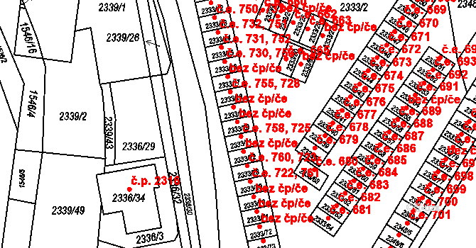 Pelhřimov 726,757 na parcele st. 2333/20 v KÚ Pelhřimov, Katastrální mapa