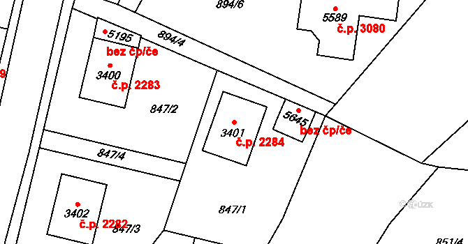 Dvůr Králové nad Labem 2284 na parcele st. 3401 v KÚ Dvůr Králové nad Labem, Katastrální mapa
