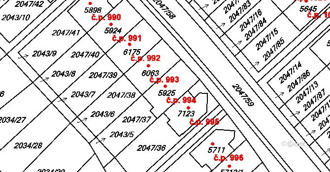 Chrudim II 994, Chrudim na parcele st. 5925 v KÚ Chrudim, Katastrální mapa