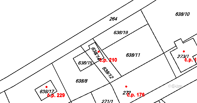 Dolní Libchava 210, Česká Lípa na parcele st. 638/14 v KÚ Dolní Libchava, Katastrální mapa