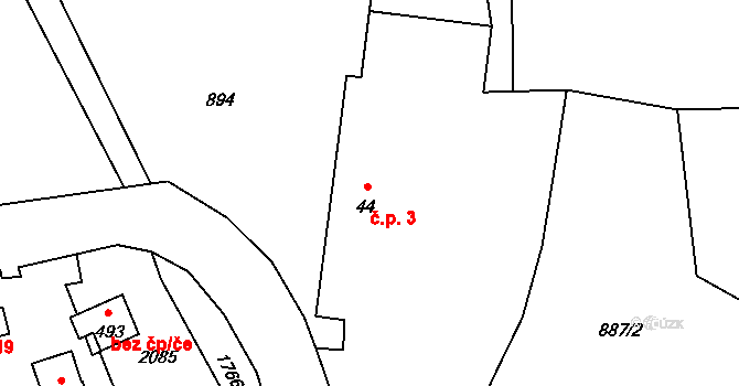 Semtín 3, Olbramovice na parcele st. 44 v KÚ Olbramovice u Votic, Katastrální mapa