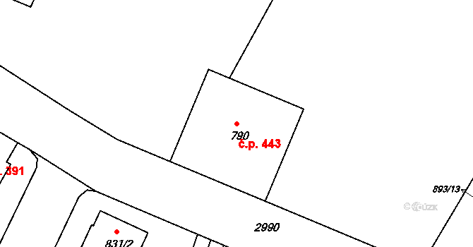 Děčín II-Nové Město 443, Děčín na parcele st. 790 v KÚ Děčín, Katastrální mapa