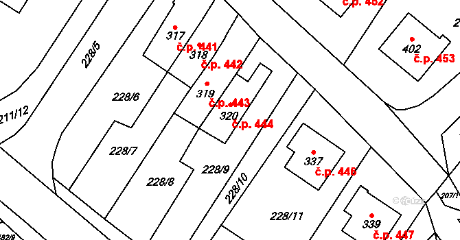 Český Herálec 444, Herálec na parcele st. 320 v KÚ Český Herálec, Katastrální mapa
