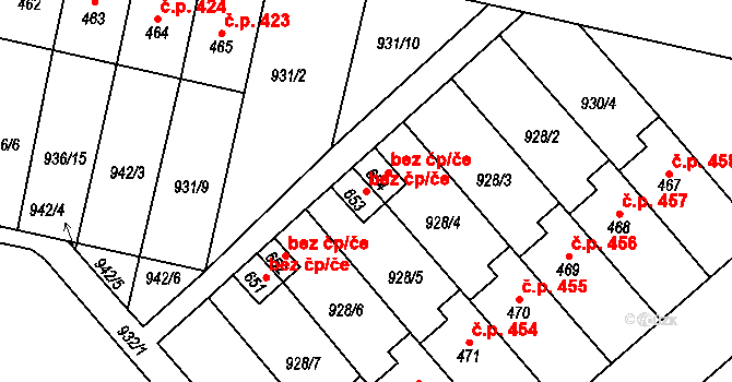 Ronov nad Doubravou 38033348 na parcele st. 653 v KÚ Ronov nad Doubravou, Katastrální mapa