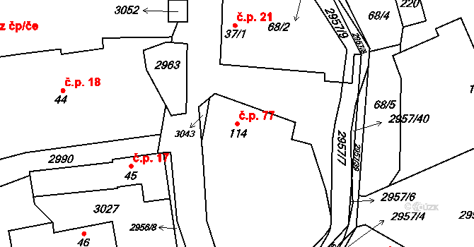 Loučka 77 na parcele st. 114 v KÚ Loučka I, Katastrální mapa