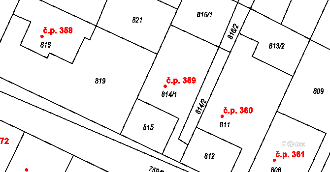 Bylnice 359, Brumov-Bylnice na parcele st. 814/1 v KÚ Bylnice, Katastrální mapa