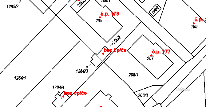 Proboštov 39138348 na parcele st. 1284/3 v KÚ Proboštov u Teplic, Katastrální mapa