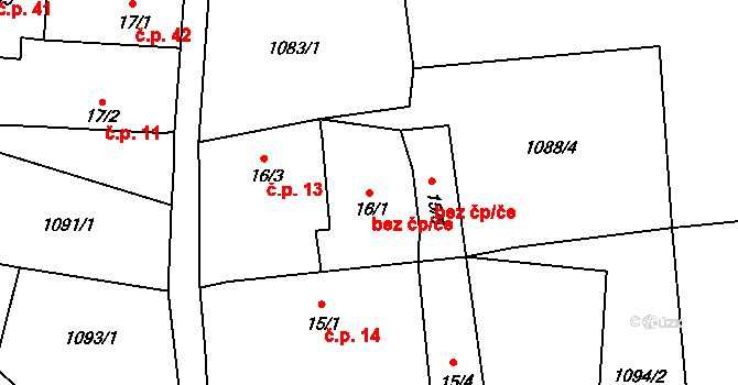 Slavče 40526348 na parcele st. 16/1 v KÚ Keblany, Katastrální mapa