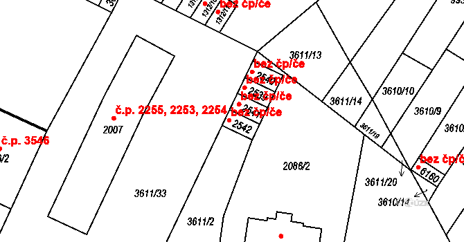 Břeclav 40781348 na parcele st. 2542 v KÚ Břeclav, Katastrální mapa