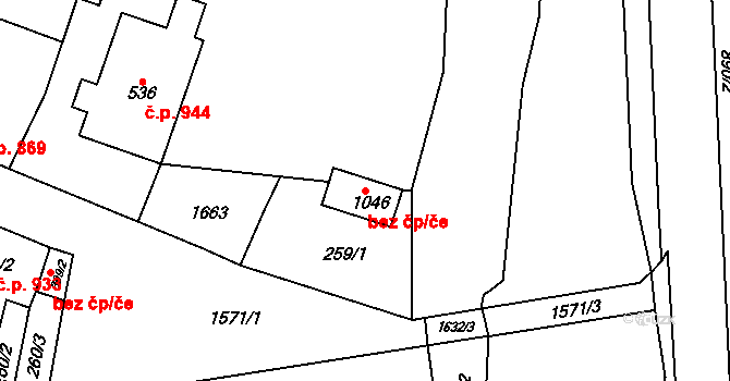 Litovel 40856348 na parcele st. 1046 v KÚ Litovel, Katastrální mapa