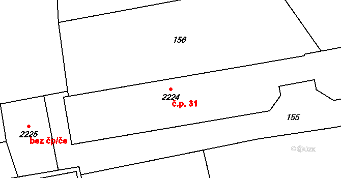 Malenovice 31, Zlín na parcele st. 2224 v KÚ Malenovice u Zlína, Katastrální mapa