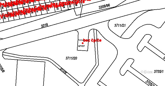 Orlová 42198348 na parcele st. 3711/7 v KÚ Horní Lutyně, Katastrální mapa