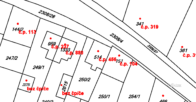 Kateřinky 456, Opava na parcele st. 514 v KÚ Kateřinky u Opavy, Katastrální mapa