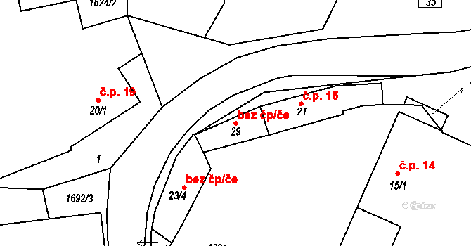 Mezholezy 45236348 na parcele st. 29 v KÚ Mezholezy u Horšovského Týna, Katastrální mapa