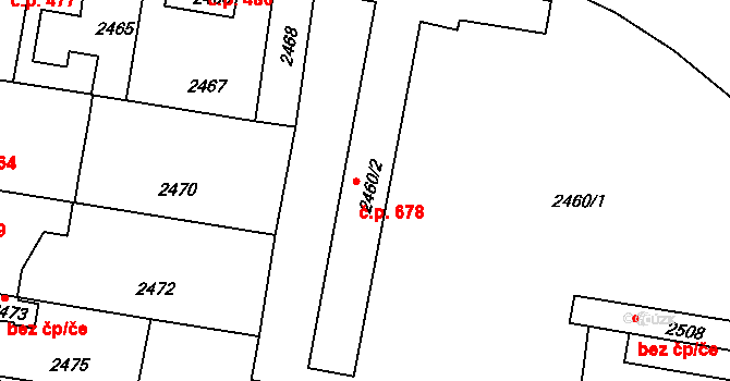 Mimoň I 678, Mimoň na parcele st. 2460/2 v KÚ Mimoň, Katastrální mapa