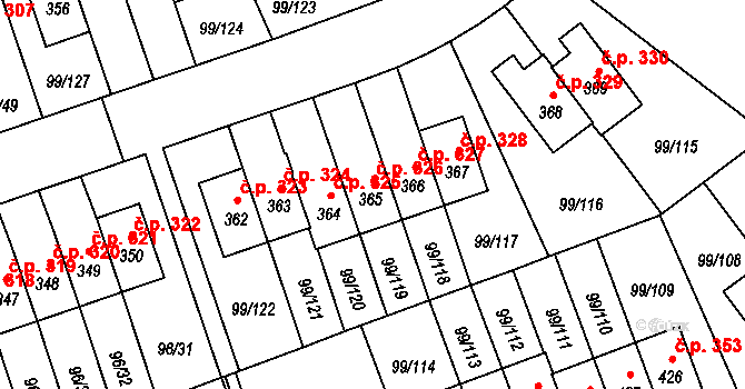 Drahelčice 326 na parcele st. 365 v KÚ Drahelčice, Katastrální mapa