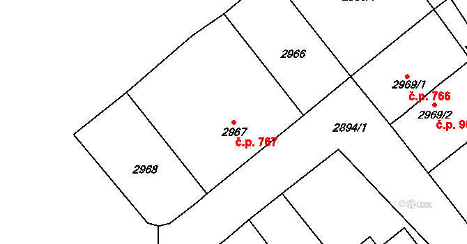 Protivín 767 na parcele st. 2967 v KÚ Protivín, Katastrální mapa