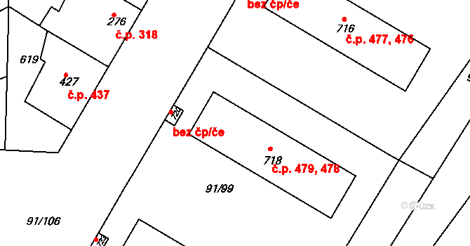 Mikovice 478,479, Kralupy nad Vltavou na parcele st. 718 v KÚ Mikovice u Kralup nad Vltavou, Katastrální mapa