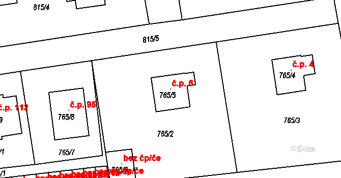 Velké Předměstí 6, Horšovský Týn na parcele st. 765/5 v KÚ Horšovský Týn, Katastrální mapa