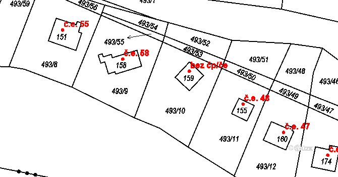 Chlistov 49 na parcele st. 159 v KÚ Chlistov, Katastrální mapa