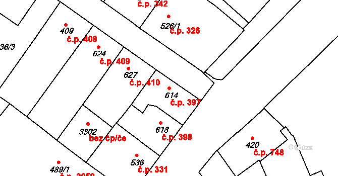 Náchod 397 na parcele st. 614 v KÚ Náchod, Katastrální mapa