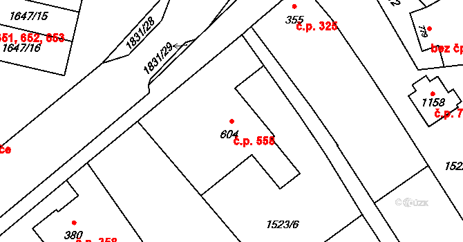 Sezemice 558 na parcele st. 604 v KÚ Sezemice nad Loučnou, Katastrální mapa