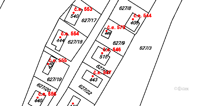 Chotouň 546, Pohoří na parcele st. 515 v KÚ Pohoří u Prahy, Katastrální mapa
