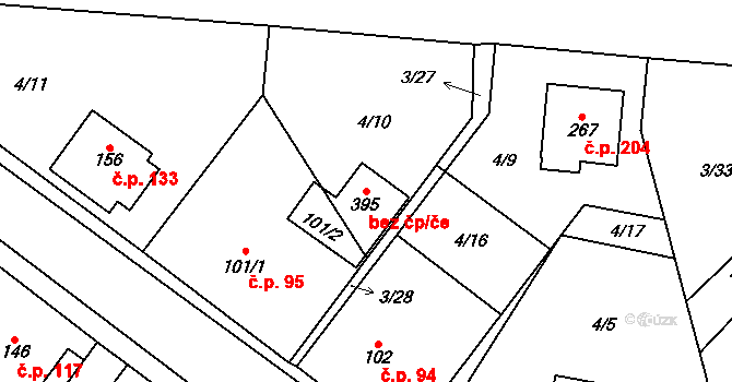 Lípa 83492348 na parcele st. 395 v KÚ Lípa u Havlíčkova Brodu, Katastrální mapa