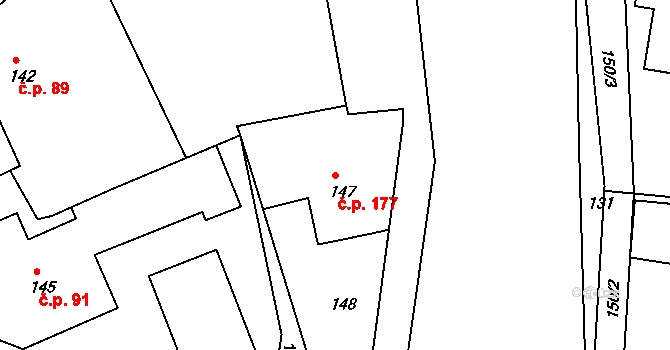 Šenov u Nového Jičína 177 na parcele st. 147 v KÚ Šenov u Nového Jičína, Katastrální mapa