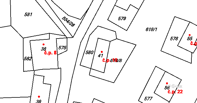 Konopiště 10, Lipovice na parcele st. 41 v KÚ Lipovice, Katastrální mapa