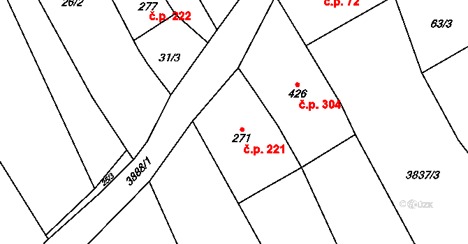 Besednice 221 na parcele st. 271 v KÚ Besednice, Katastrální mapa