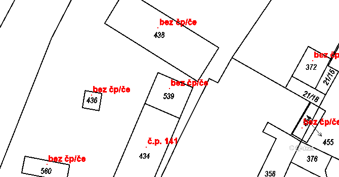 Bořanovice 96655348 na parcele st. 539 v KÚ Bořanovice, Katastrální mapa