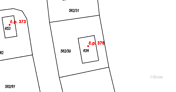 Libá 376 na parcele st. 636 v KÚ Libá, Katastrální mapa