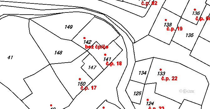 Popovice 18, Rataje na parcele st. 141 v KÚ Popovice u Kroměříže, Katastrální mapa