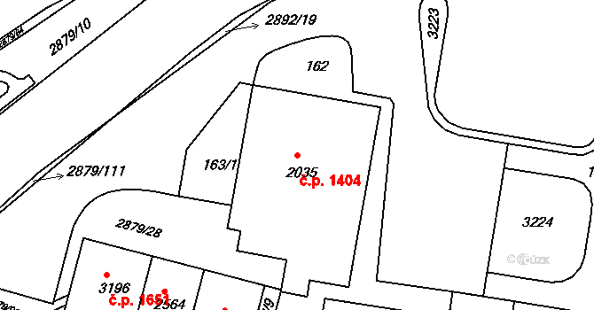 Bystřice pod Hostýnem 1404 na parcele st. 2035 v KÚ Bystřice pod Hostýnem, Katastrální mapa