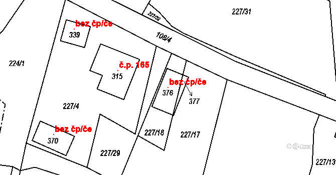 Trutnov 105728349 na parcele st. 376 v KÚ Volanov, Katastrální mapa