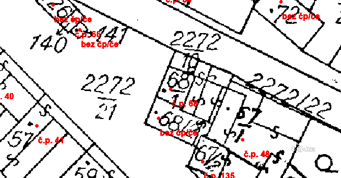 Ctidružice 68 na parcele st. 68/1 v KÚ Ctidružice, Katastrální mapa