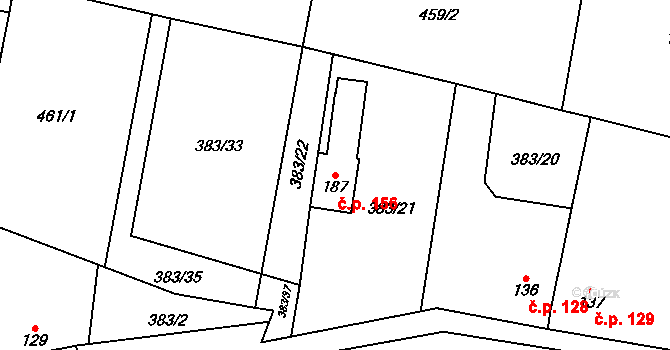 Žerotice 156 na parcele st. 187 v KÚ Žerotice, Katastrální mapa