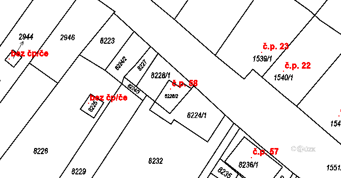 Hnízdo 58, Vrbovec na parcele st. 8224/1 v KÚ Vrbovec, Katastrální mapa