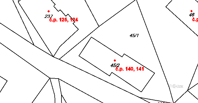Haratice 140,141, Plavy na parcele st. 45/2 v KÚ Haratice, Katastrální mapa