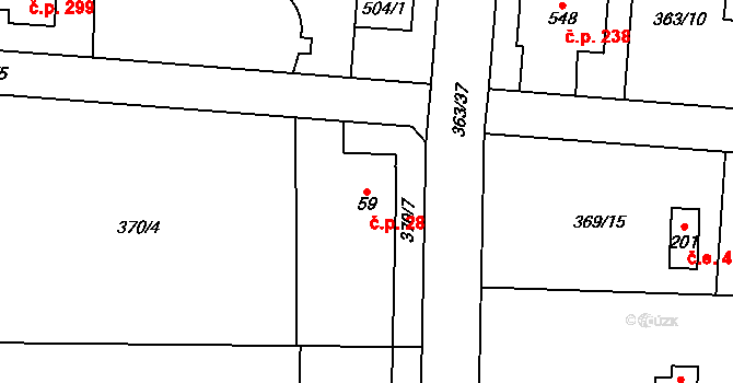 Řež 28, Husinec na parcele st. 59 v KÚ Husinec u Řeže, Katastrální mapa